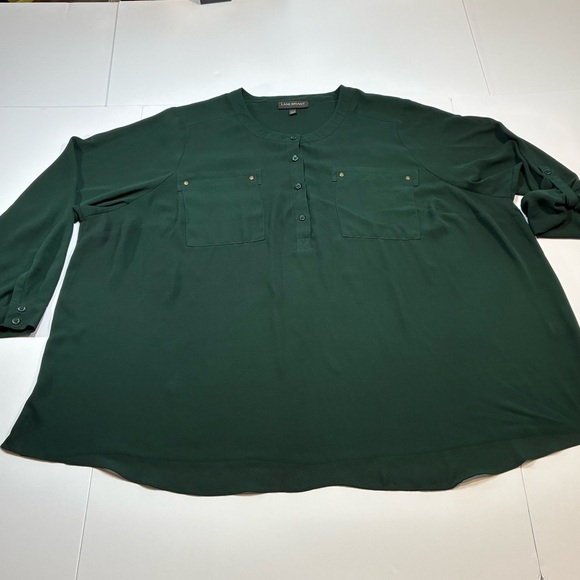 Lane Bryant Tops - Lane Bryant Hunter Green Flowy Long Sleeve Blouse Size 26/28